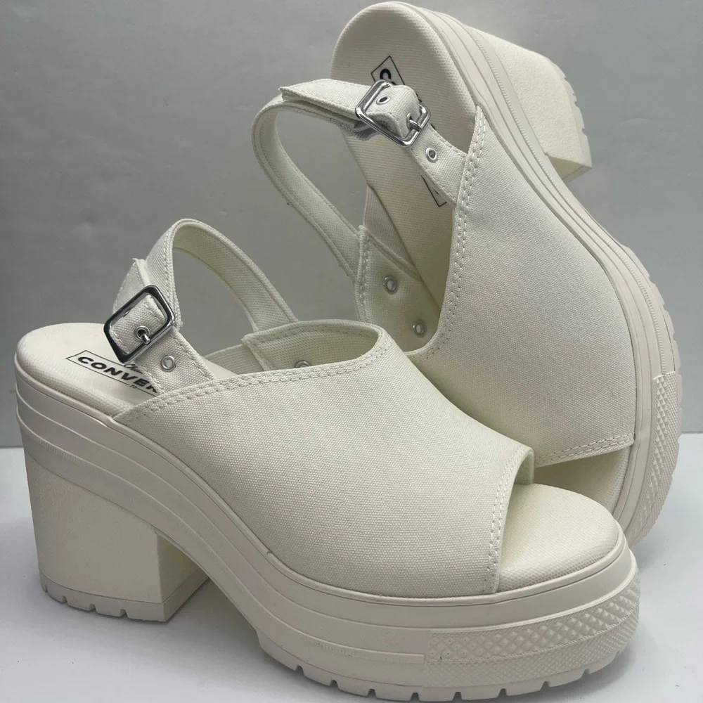 Converse CHUCK 70 DE LUXE HEEL MULE SLI EGRET/EGRET/EGRET Platform Heels A13796F